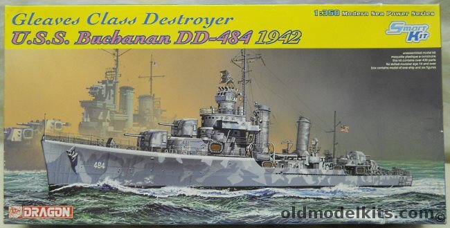 Dragon 1/350 USS Buchanan DD484 1942 Gleaves Class Destroyer - Smart Kit, 1021 plastic model kit